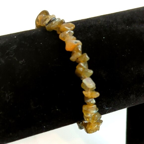 Unbranded Jewelry - Natural Labradorite Gemstone Chip Elastic Bracelet Chakra Style